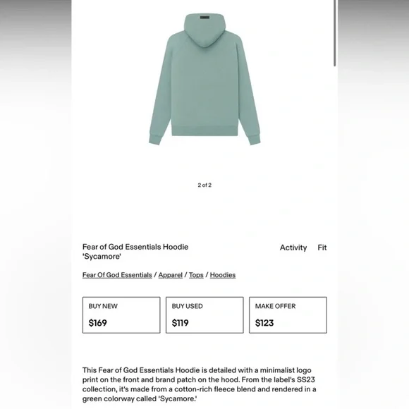Essentials Fear of God Hoodie - Sycamore
